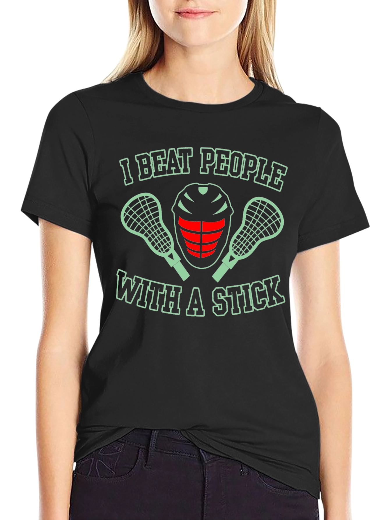 I Beat People With a Stick Lacrosse T-Shirt