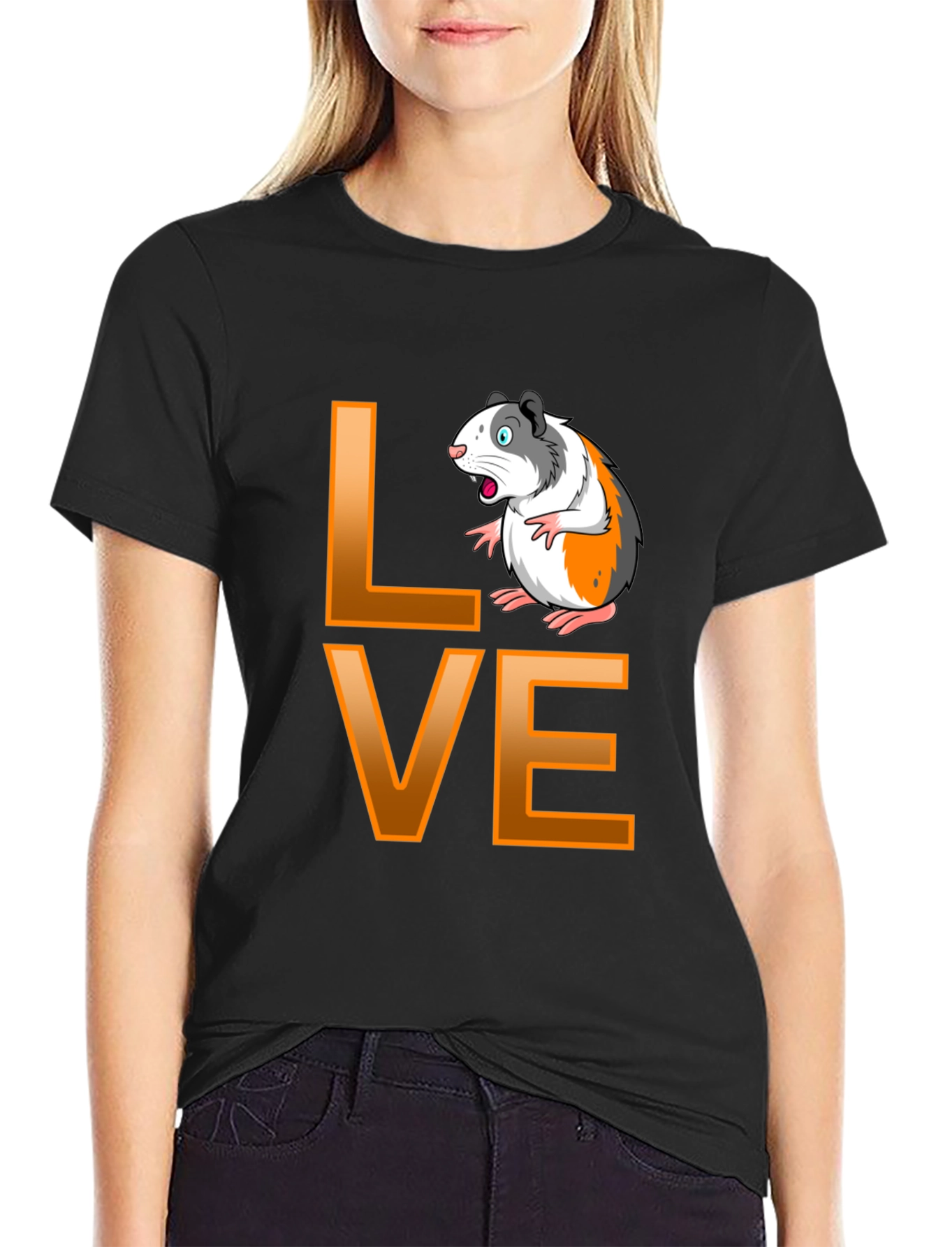 Guinea Pig Love Graphic T-Shirt - Black