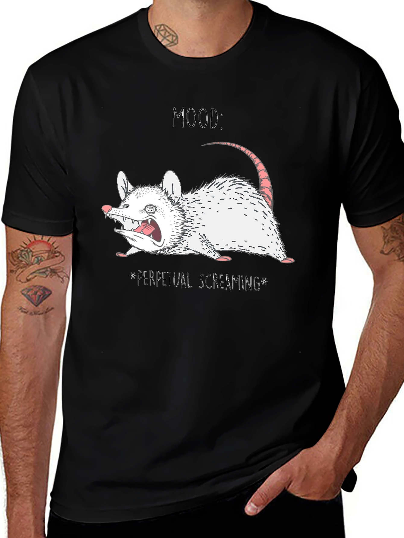 Mood: Perpetual Screaming Opossum Graphic Tee - Black