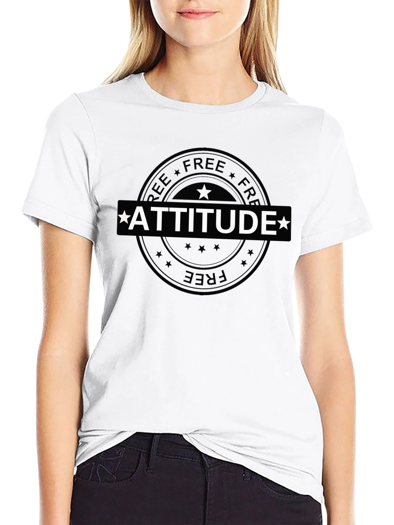 Attitude Graphic Print Black Tee Shirt