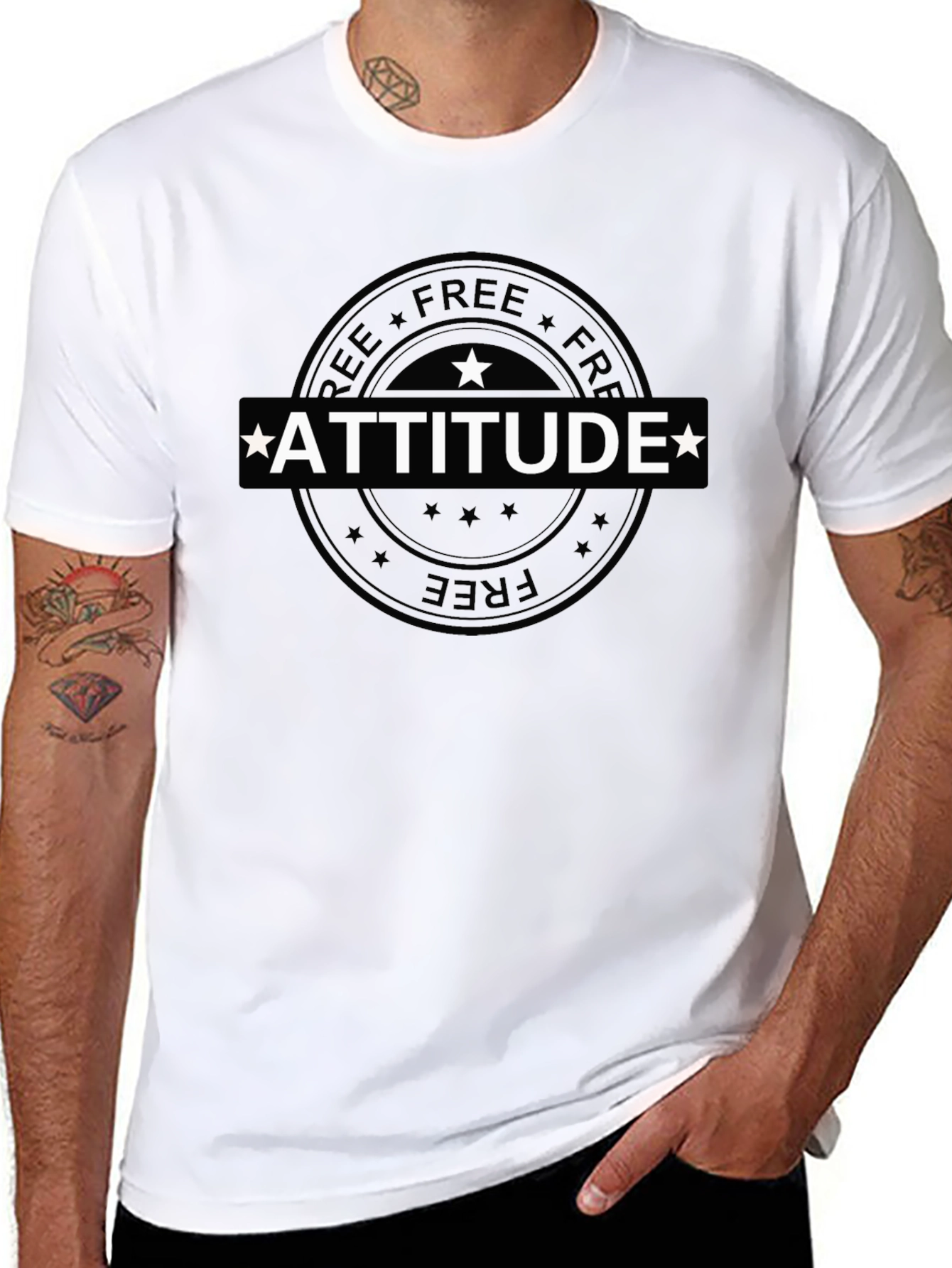 Attitude Graphic Print Black Tee Shirt