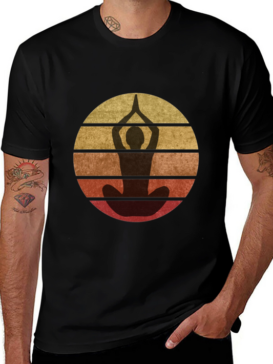 Retro Yoga Pose Graphic T-Shirt - Unisex Black Tee