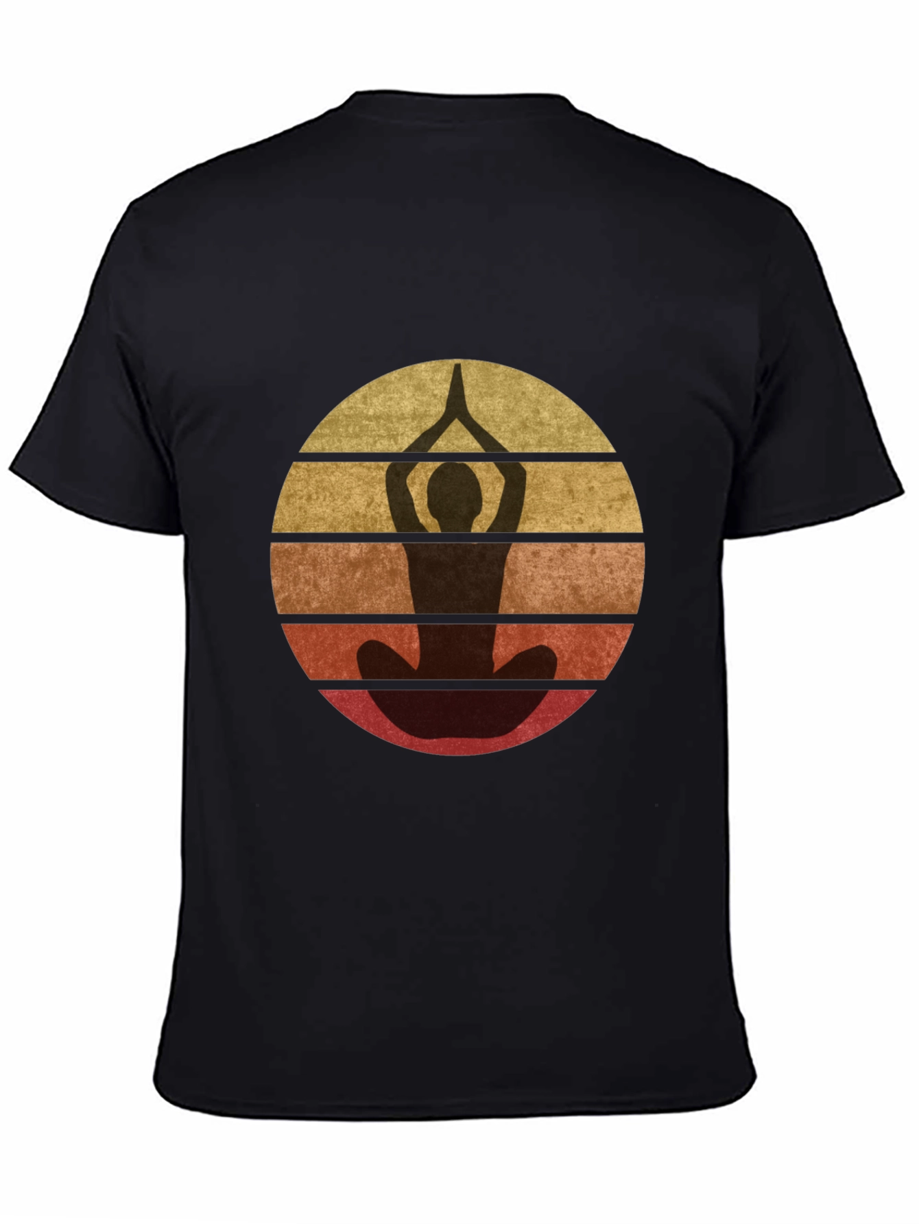 Retro Yoga Pose Graphic T-Shirt - Unisex Black Tee