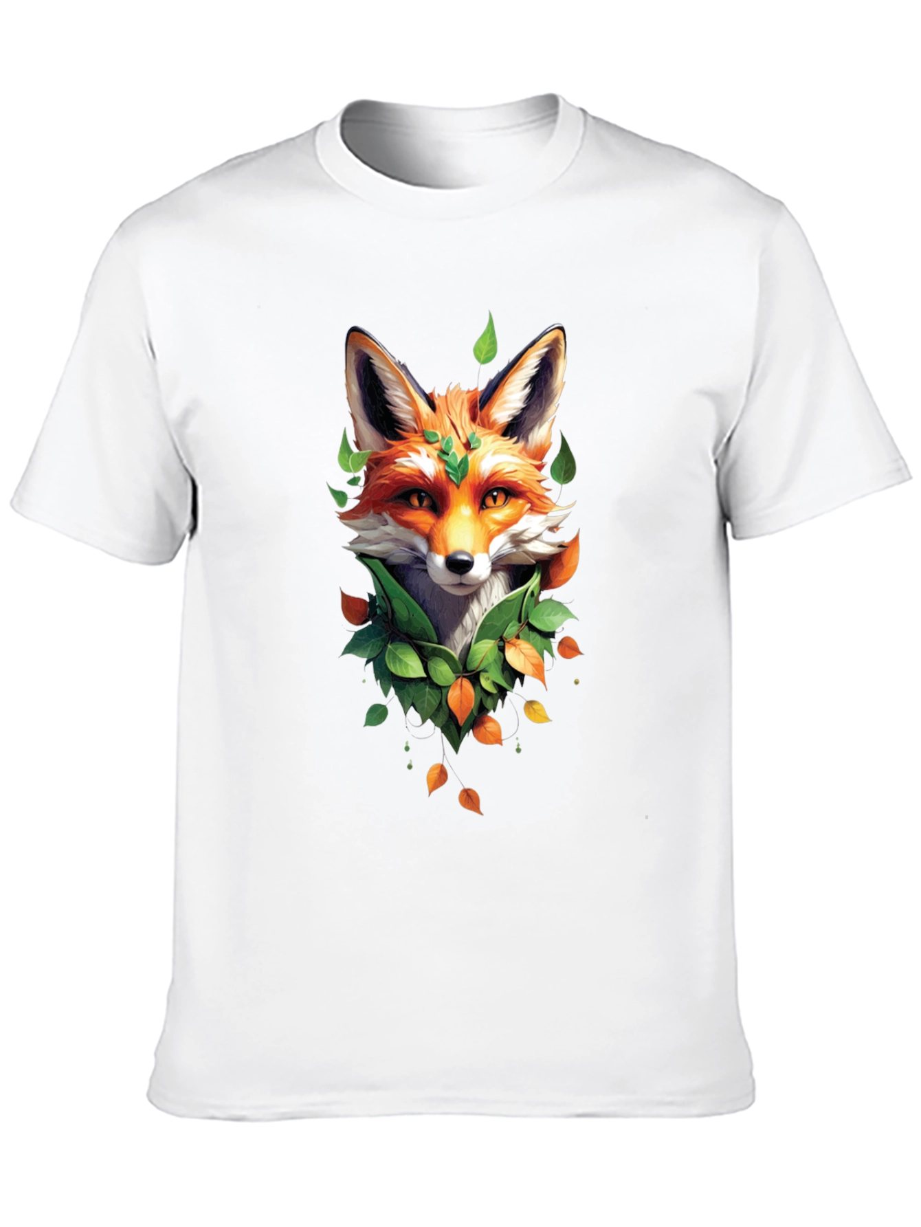 Fox and Foliage Black T-Shirt