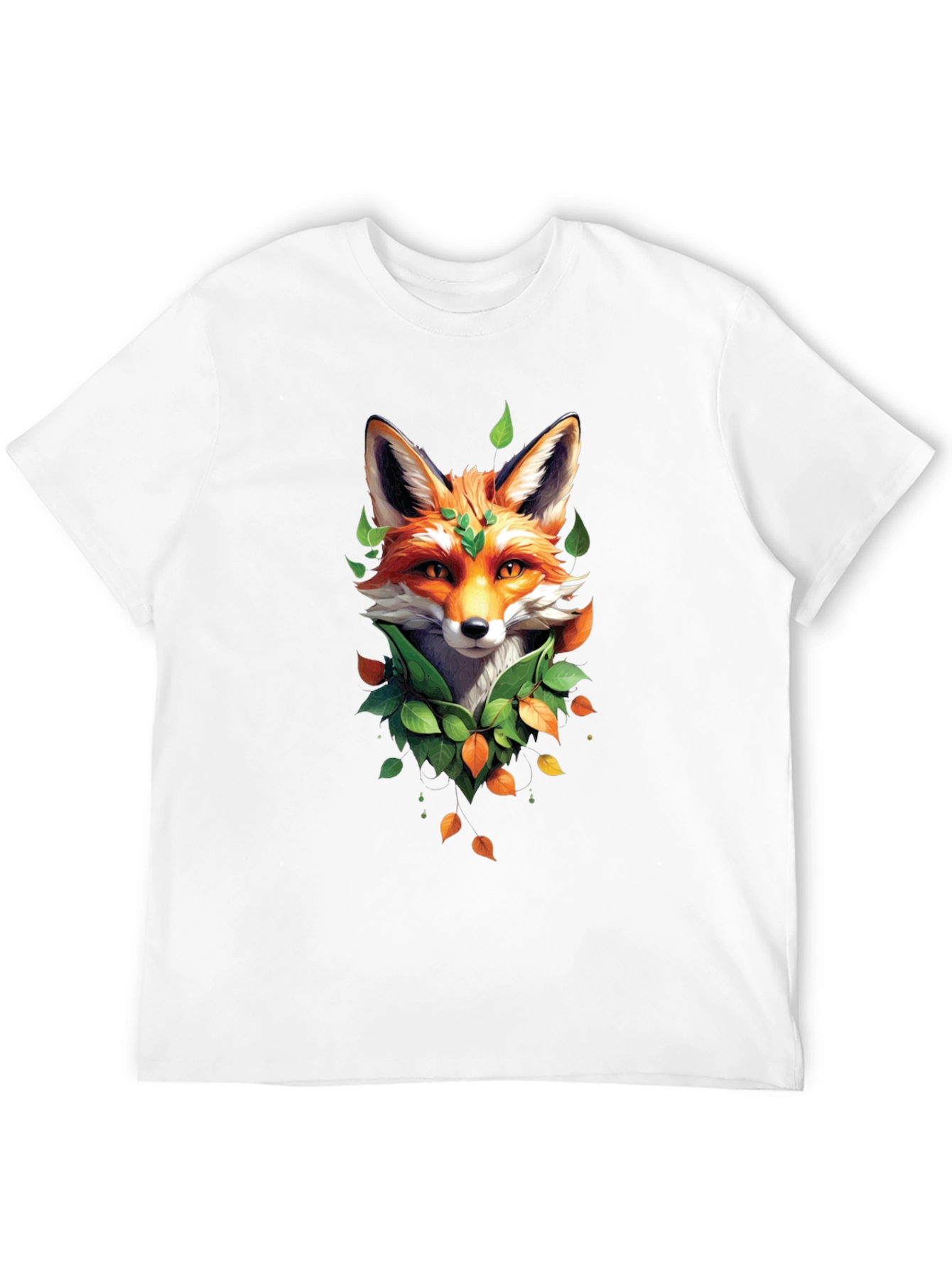 Fox and Foliage Black T-Shirt