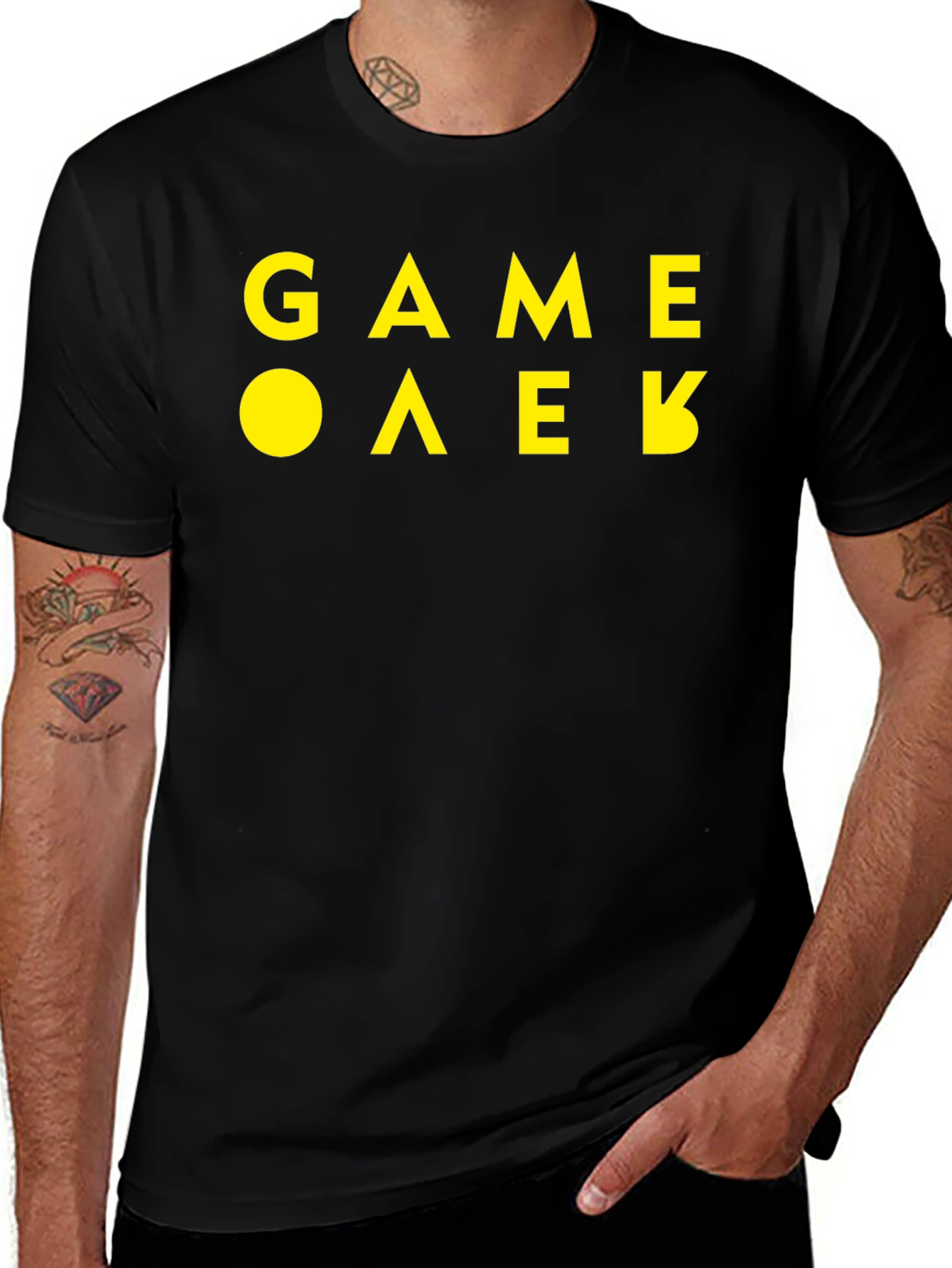 Game Over Black Cotton Graphic Tee