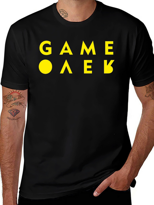 Game Over Black Cotton Graphic Tee
