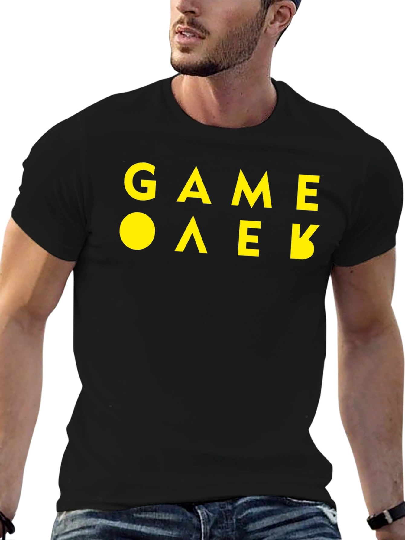 Game Over Black Cotton Graphic Tee