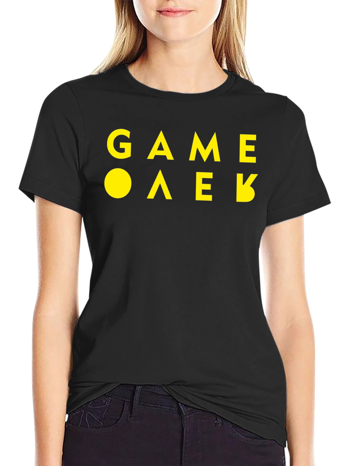 Game Over Black Cotton Graphic Tee