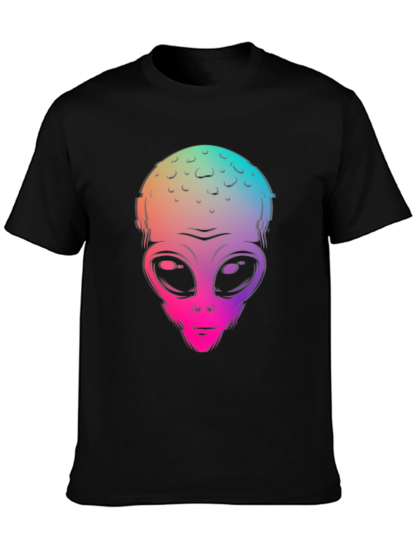 Alien Head Graphic Print Black T-Shirt