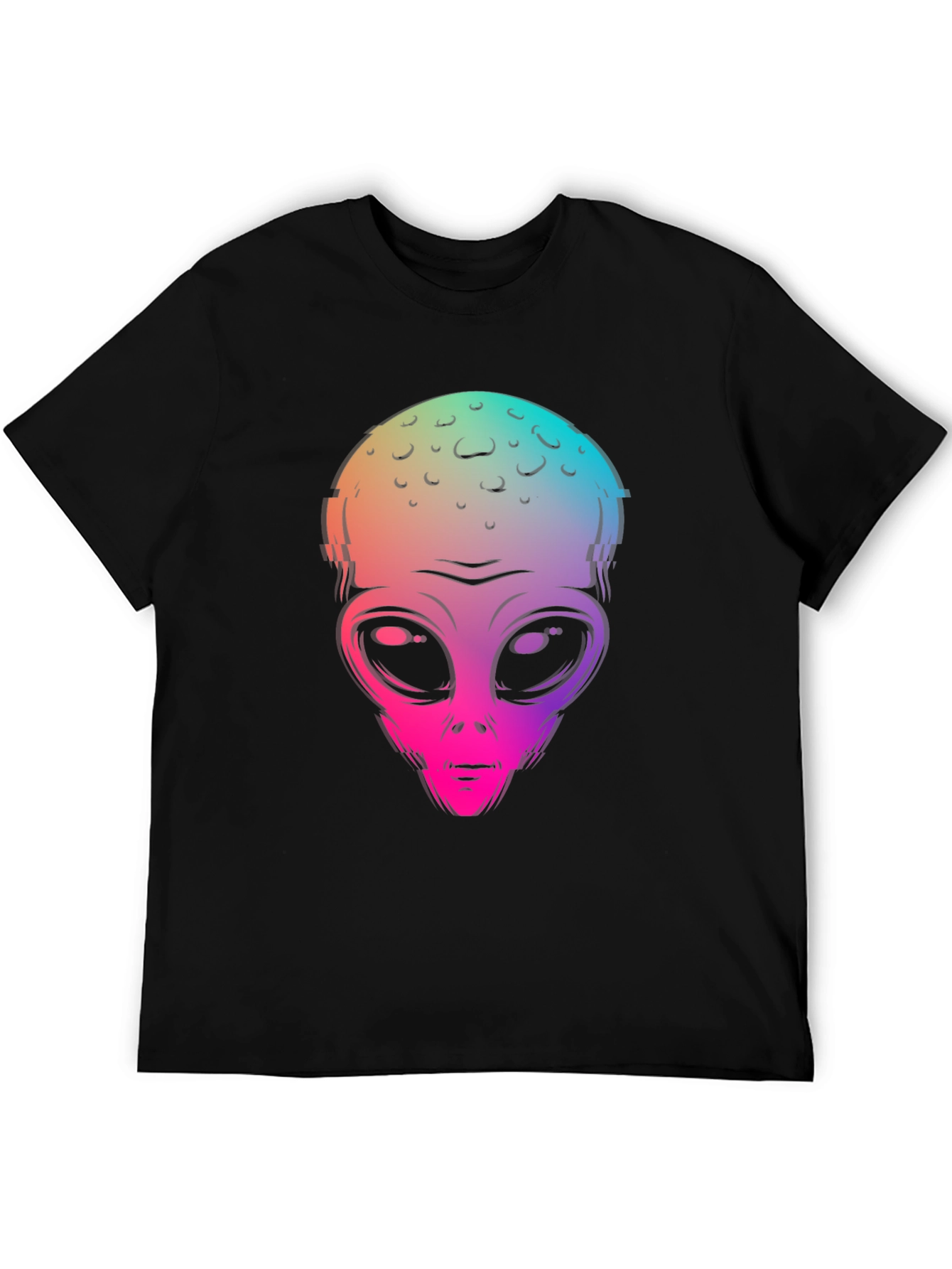 Alien Head Graphic Print Black T-Shirt