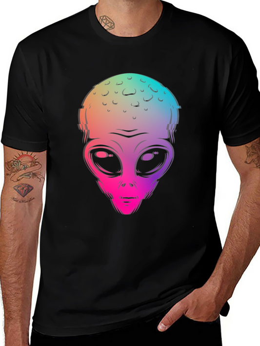 Alien Head Graphic Print Black T-Shirt