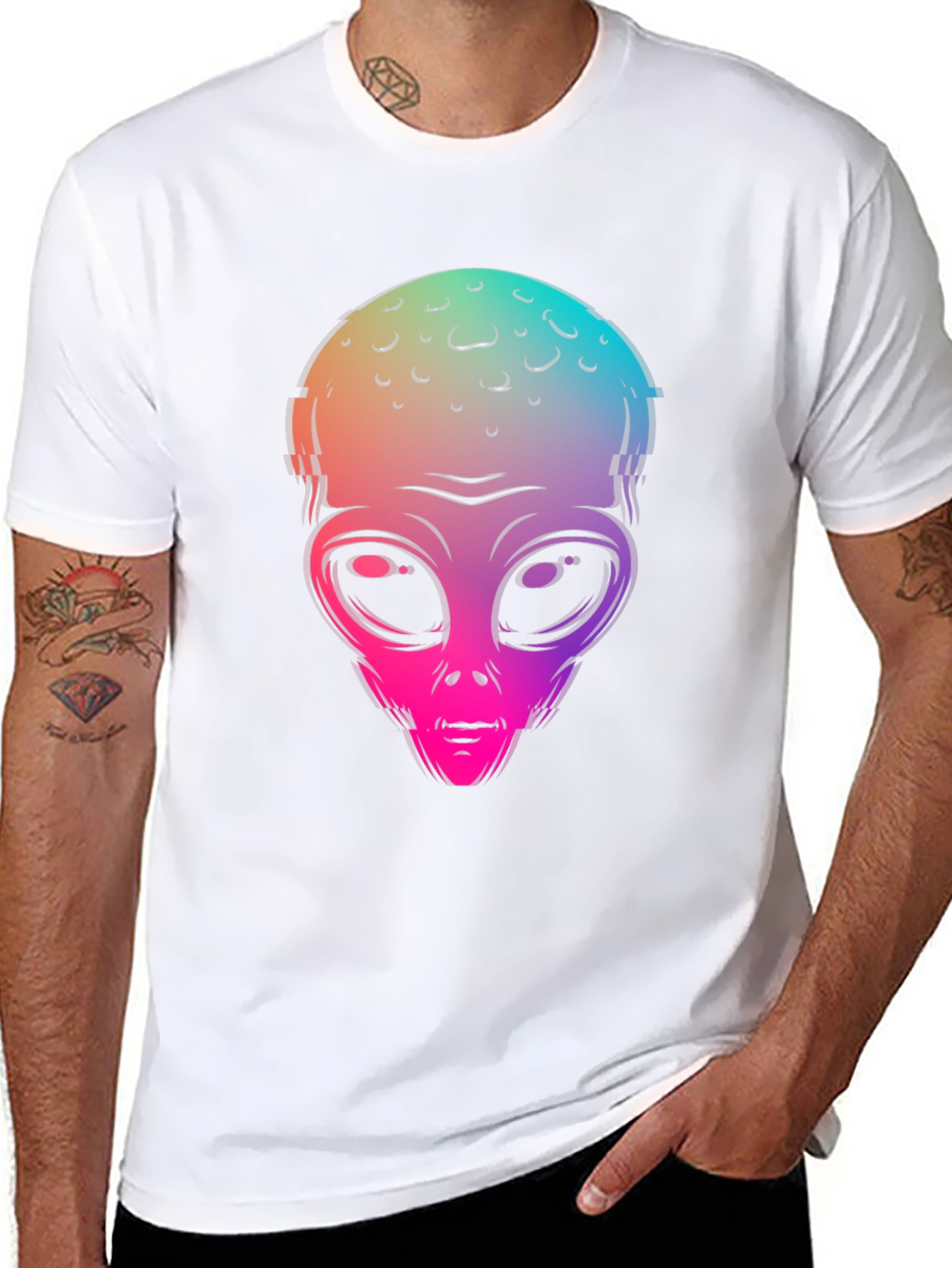 Alien Head Graphic Print Black T-Shirt