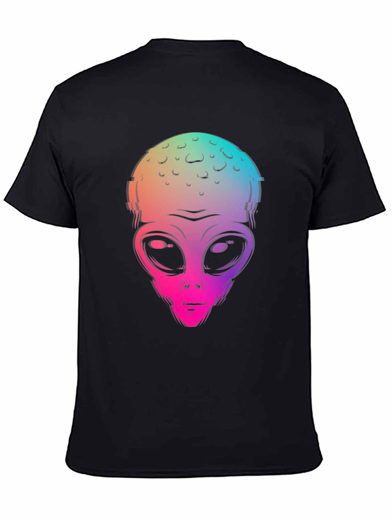 Alien Head Graphic Print Black T-Shirt