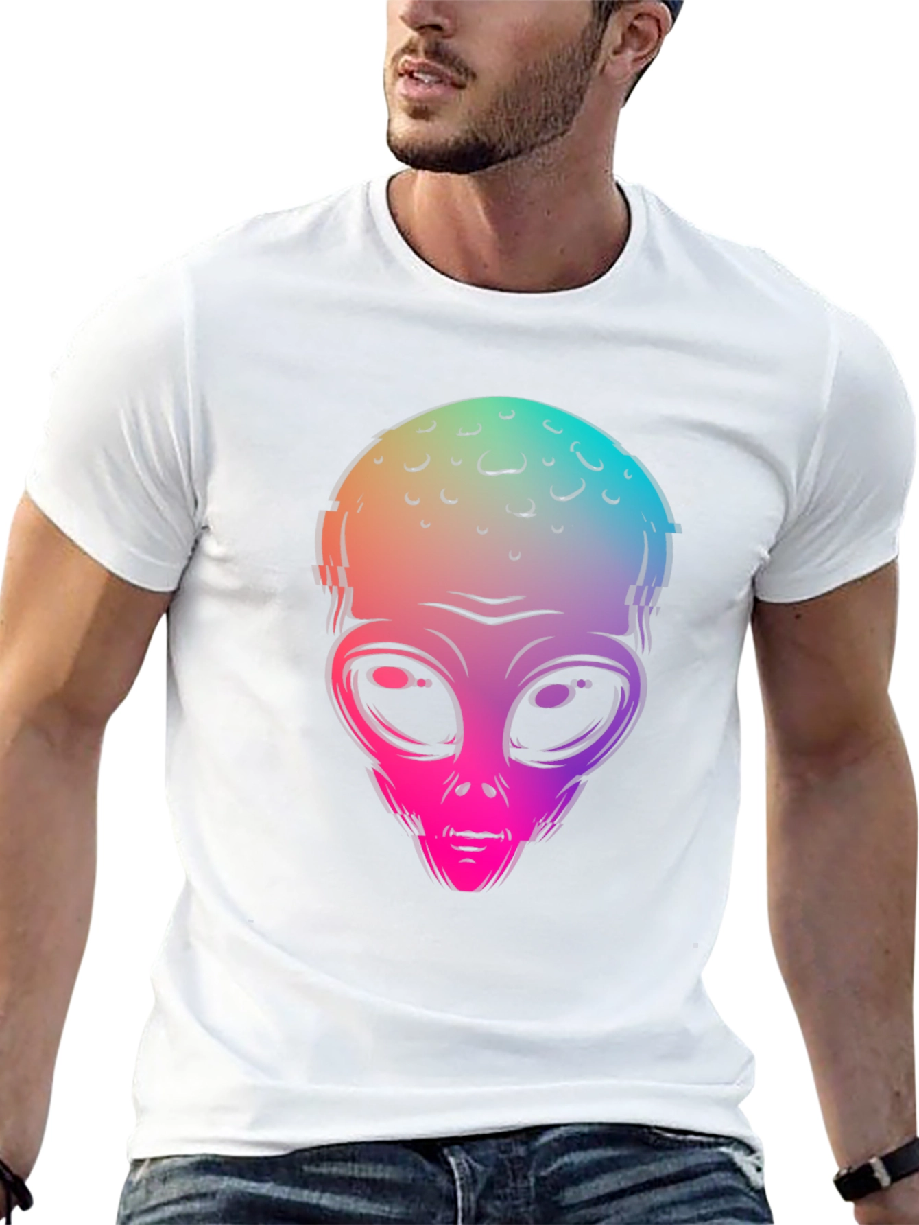Alien Head Graphic Print Black T-Shirt