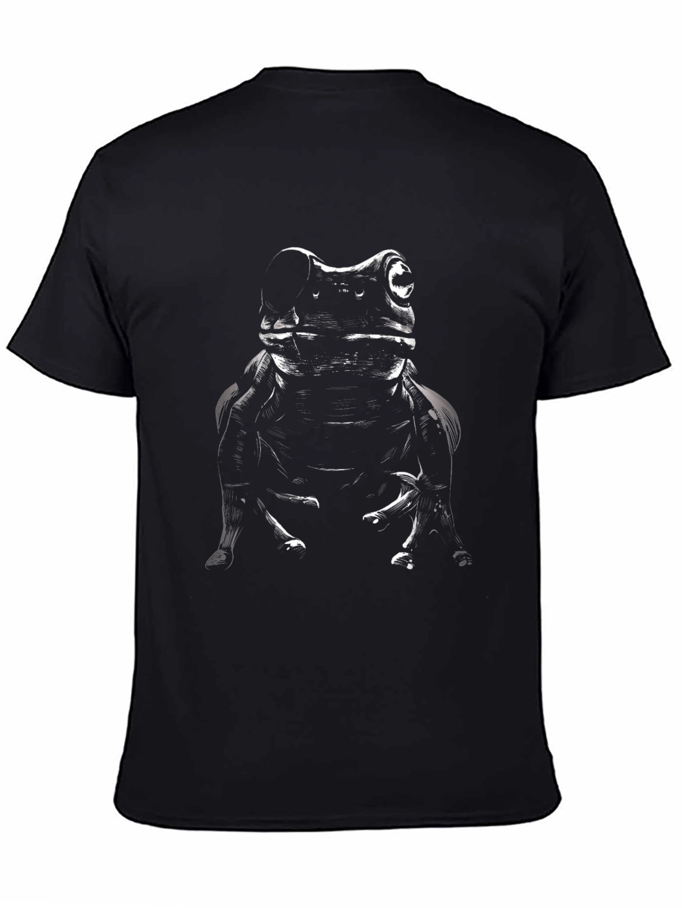 Black T-Shirt with Abstract Frog Print