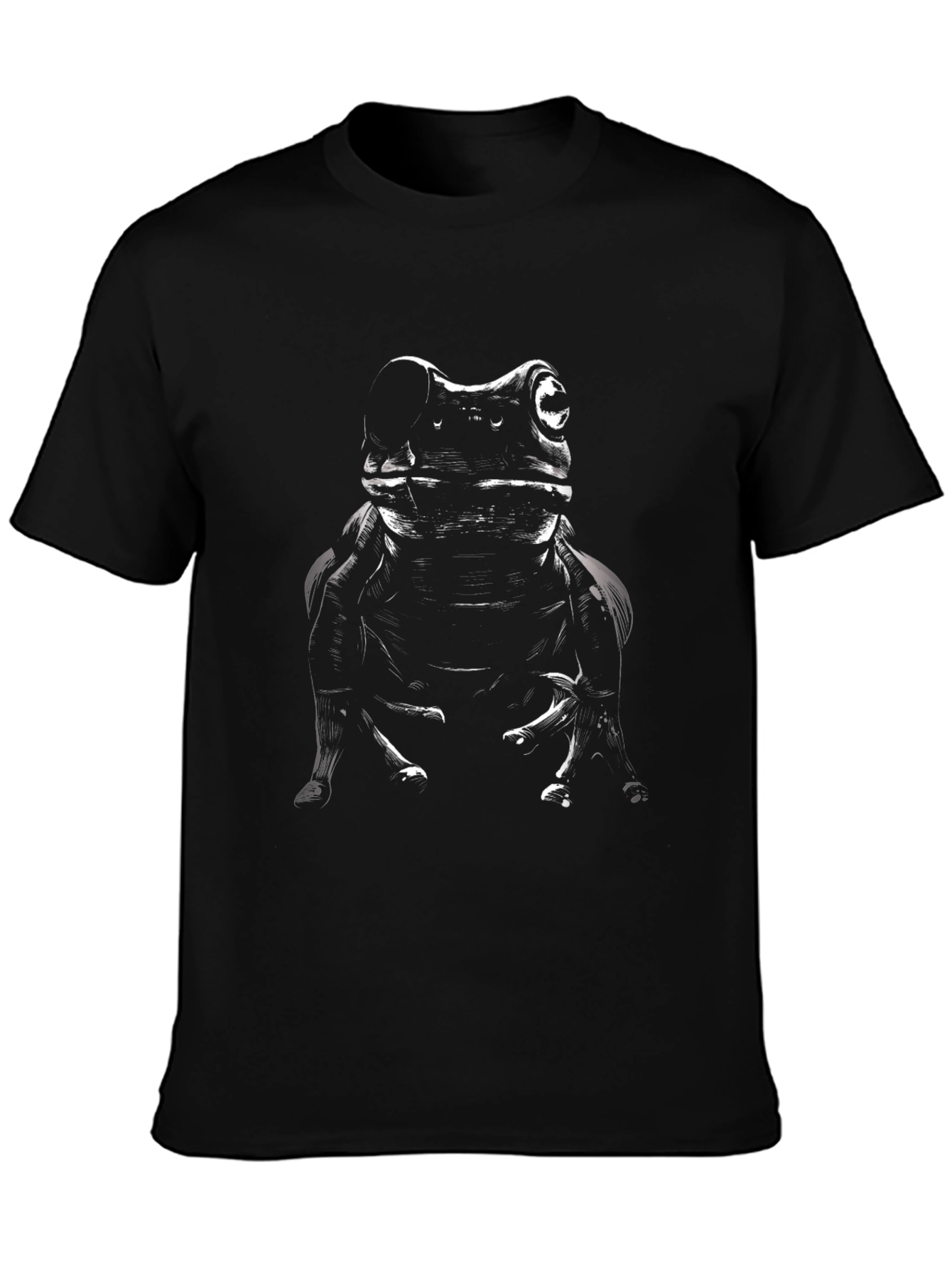 Black T-Shirt with Abstract Frog Print
