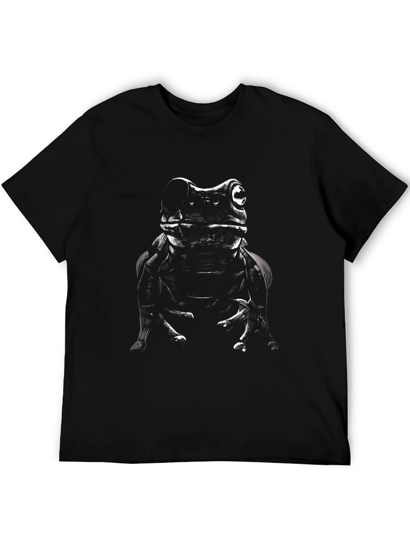 Black T-Shirt with Abstract Frog Print