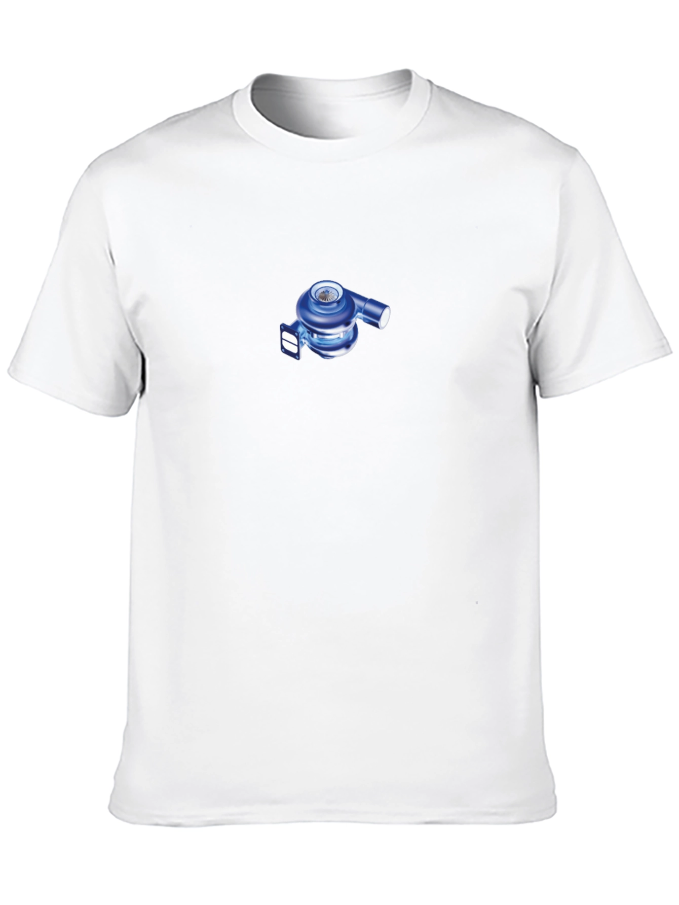 Black T-Shirt with Blue Turbocharger Design