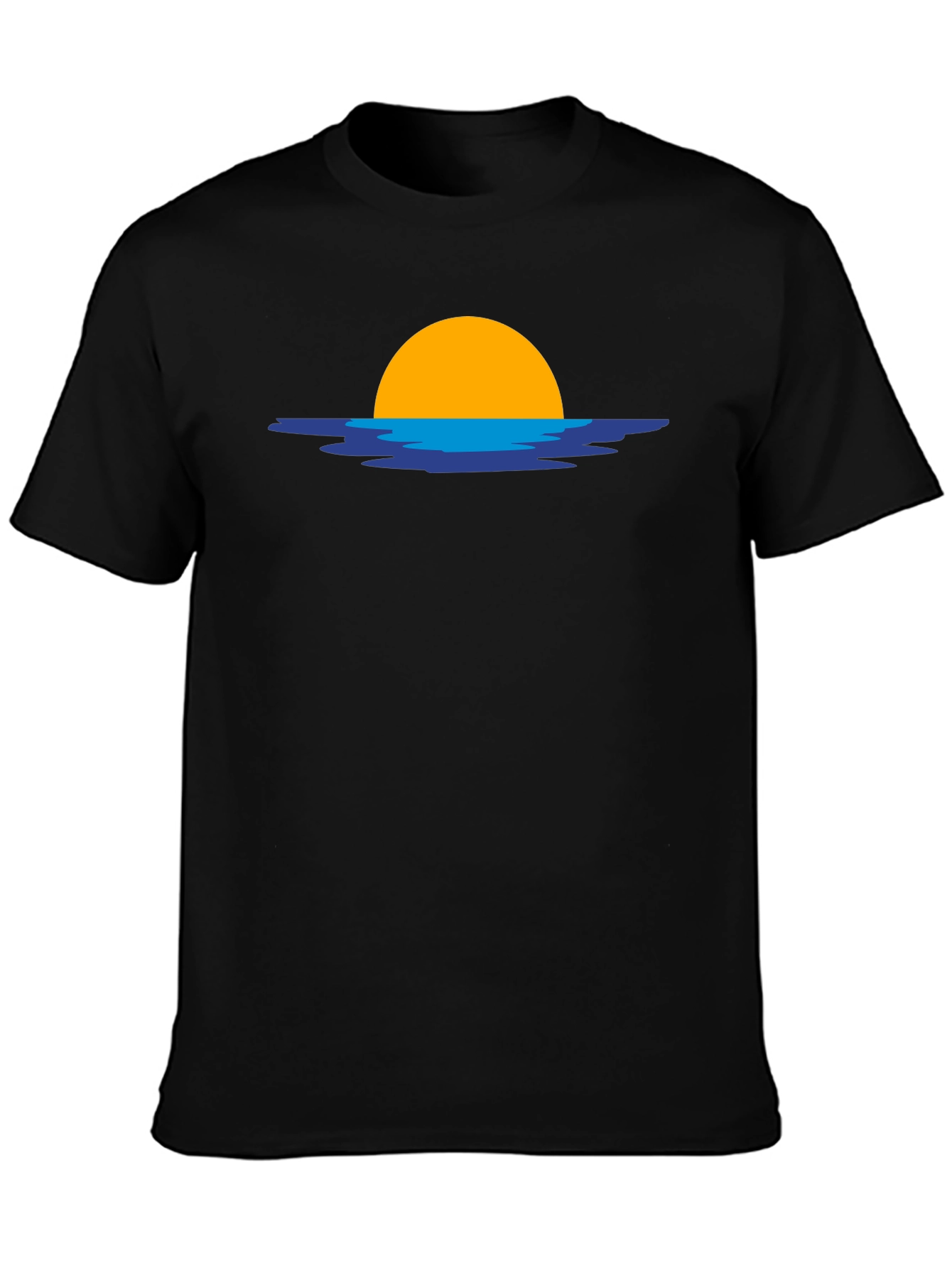 Sunset Graphic Tee - Black Cotton Casual T-Shirt