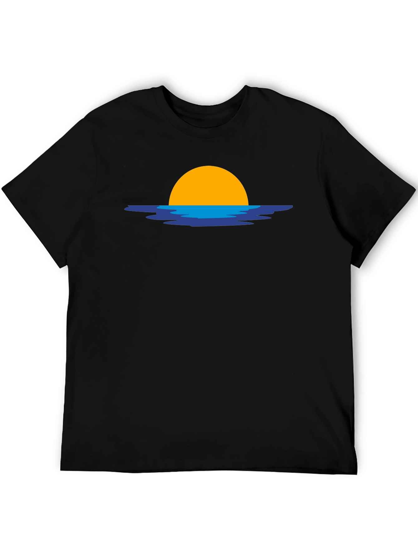 Sunset Graphic Tee - Black Cotton Casual T-Shirt