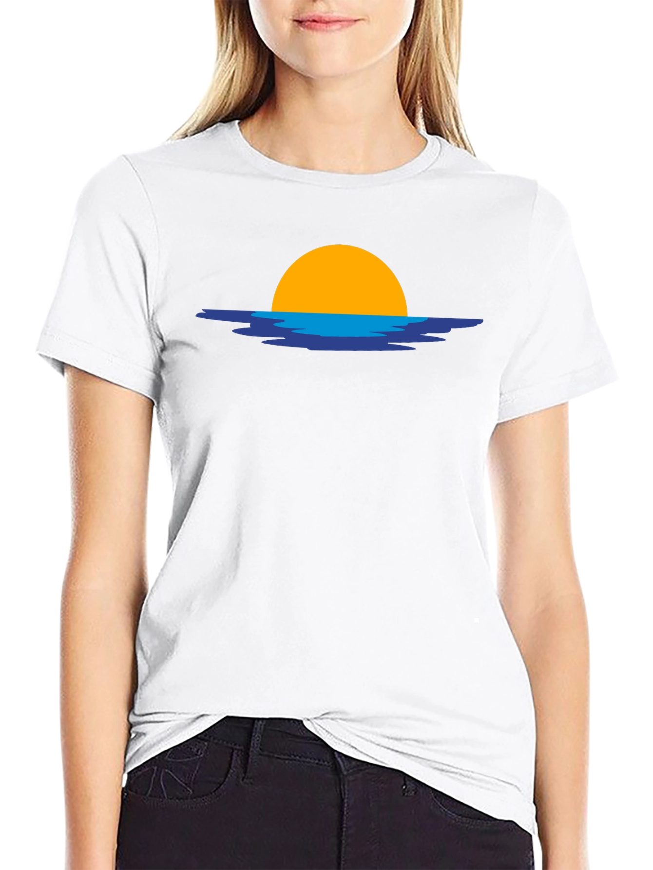 Sunset Graphic Tee - Black Cotton Casual T-Shirt