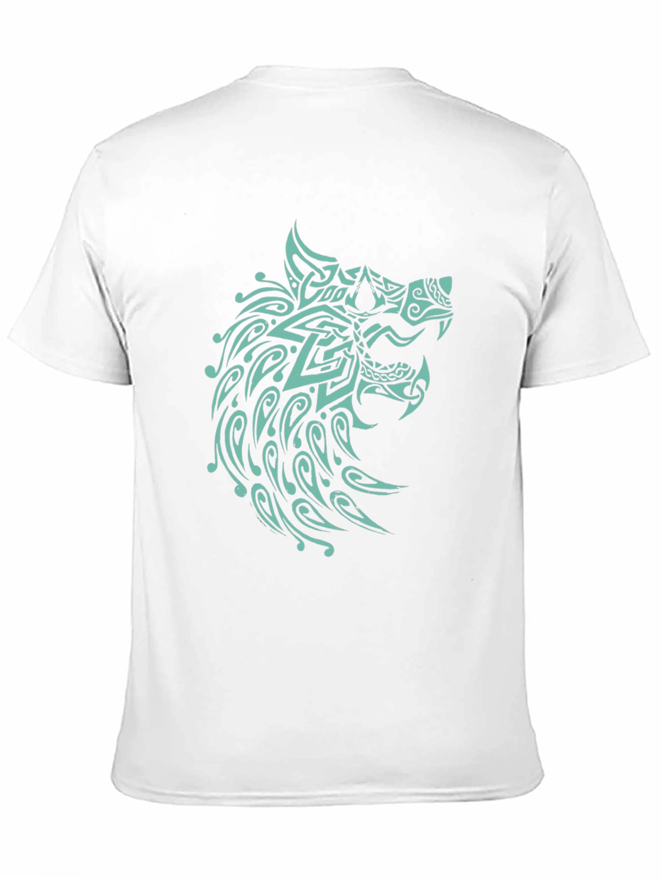 Black T-Shirt with Turquoise Wolf Design