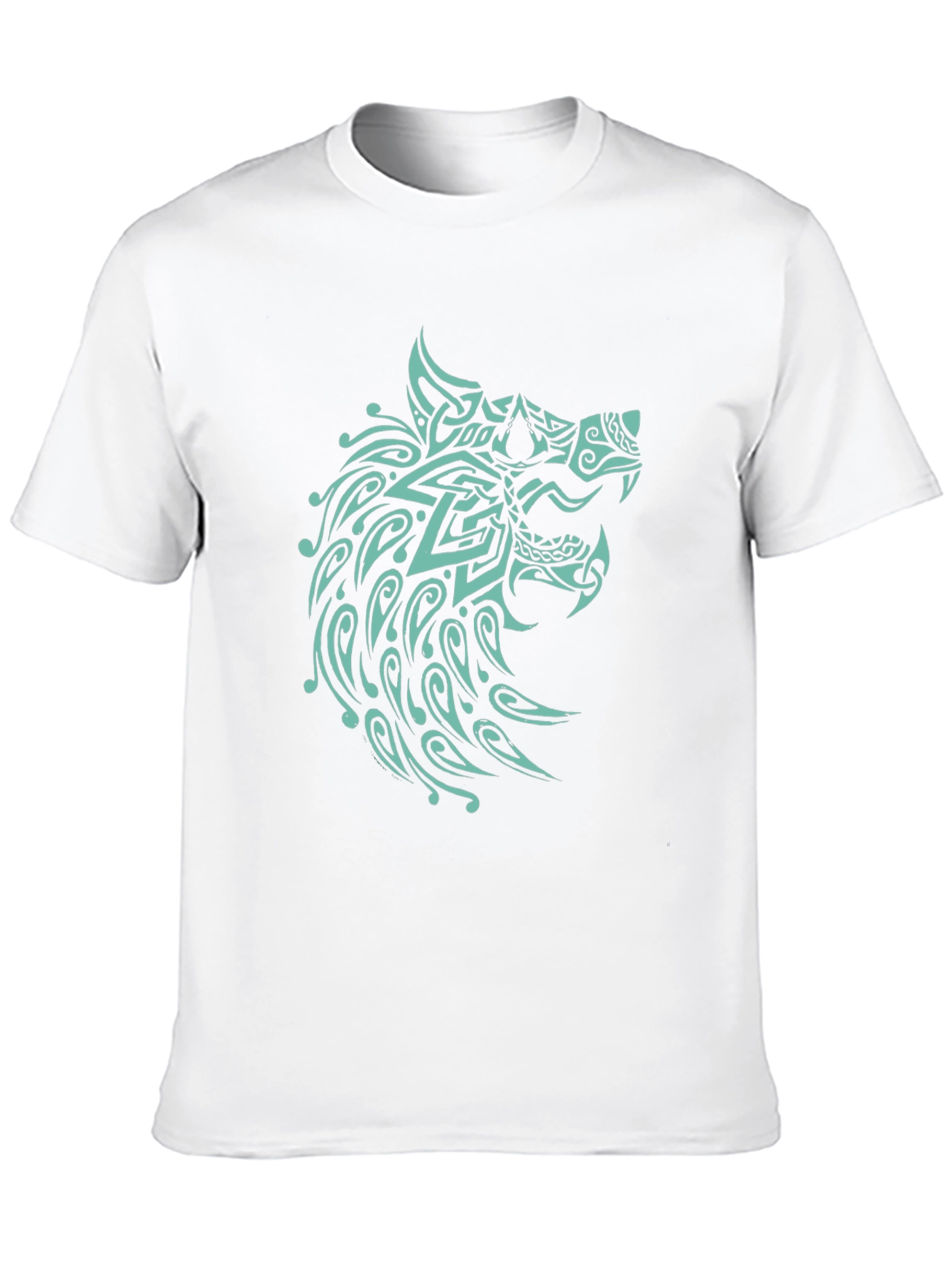 Black T-Shirt with Turquoise Wolf Design