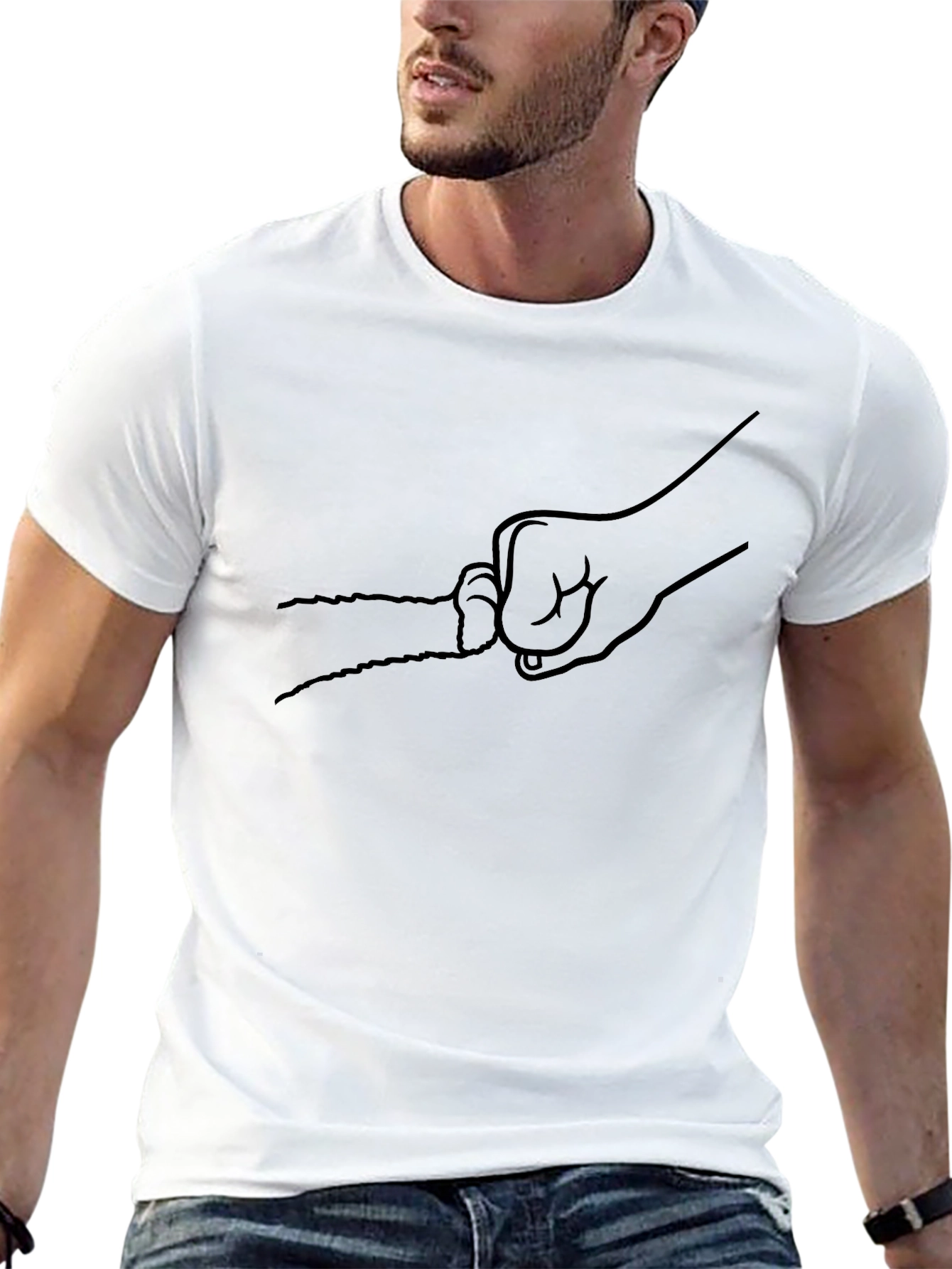 Fist Bump Graphic Tee - Black Casual T-Shirt