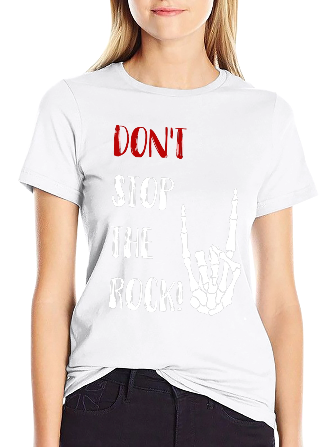 Dont Stop the Rock Skeleton Hand T-Shirt