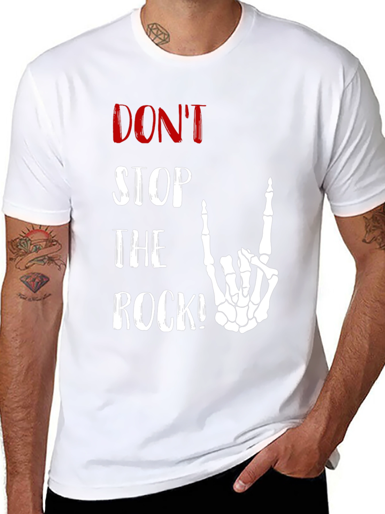 Dont Stop the Rock Skeleton Hand T-Shirt