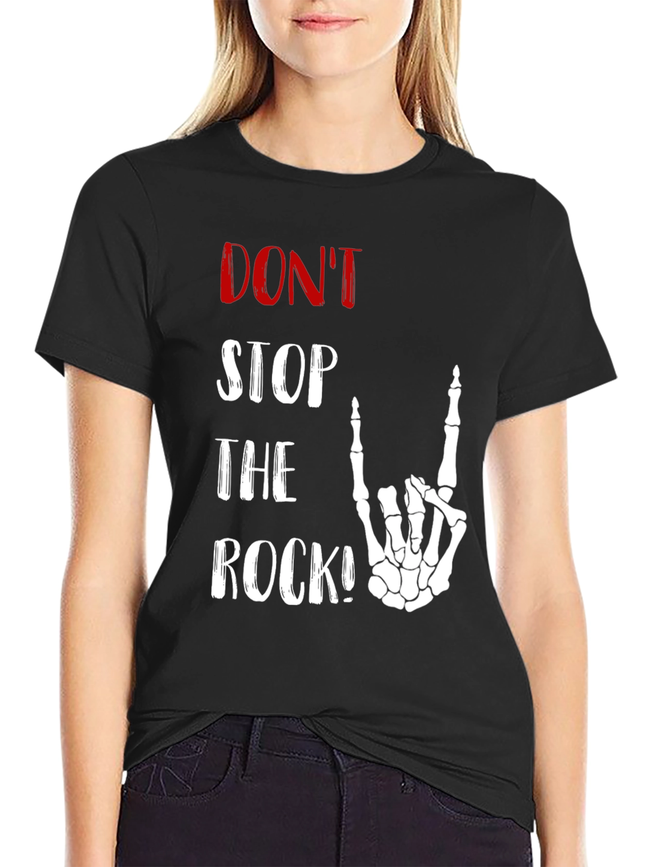 Dont Stop the Rock Skeleton Hand T-Shirt