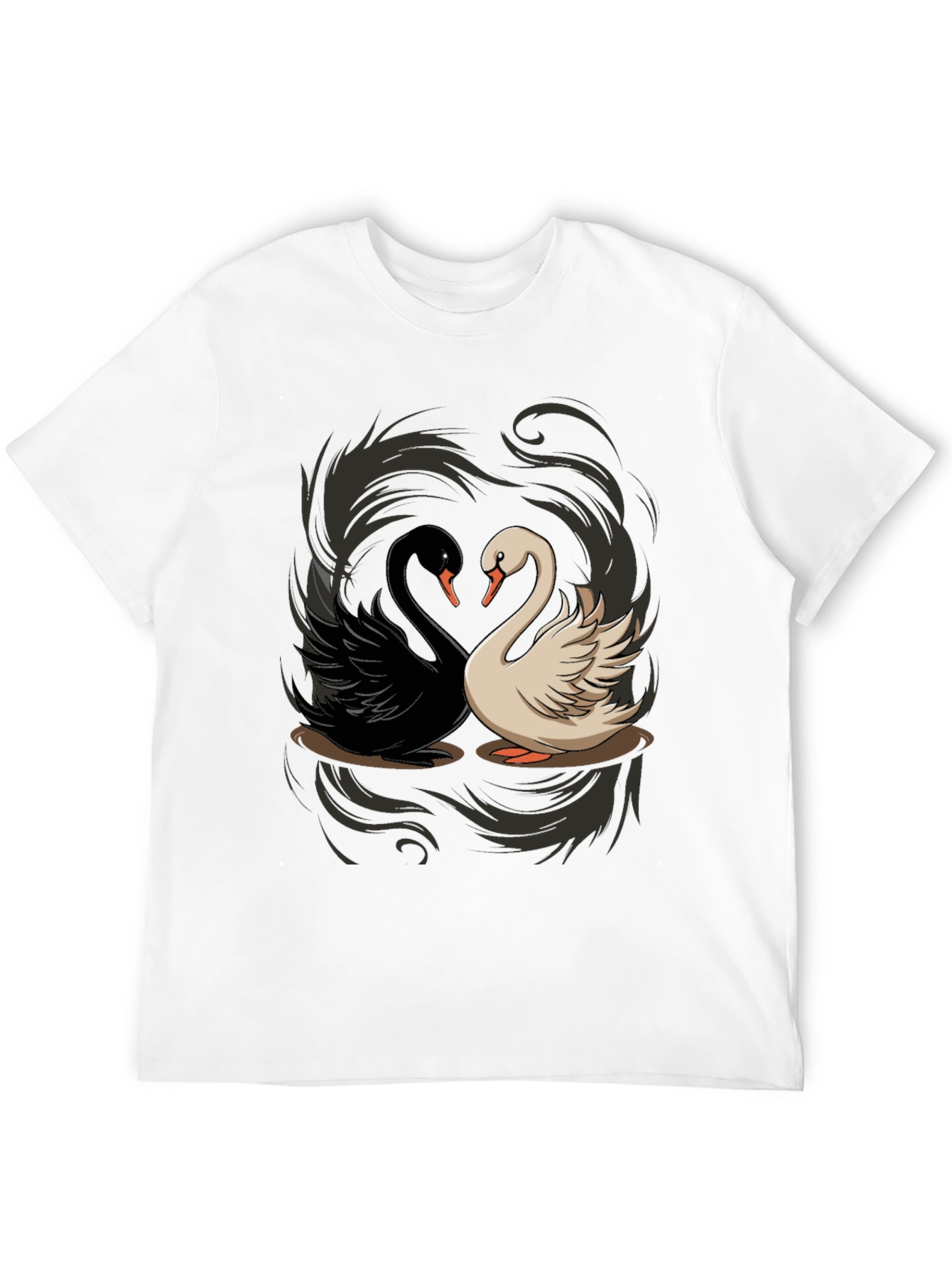 Yin Yang Swans Graphic Tee - Black