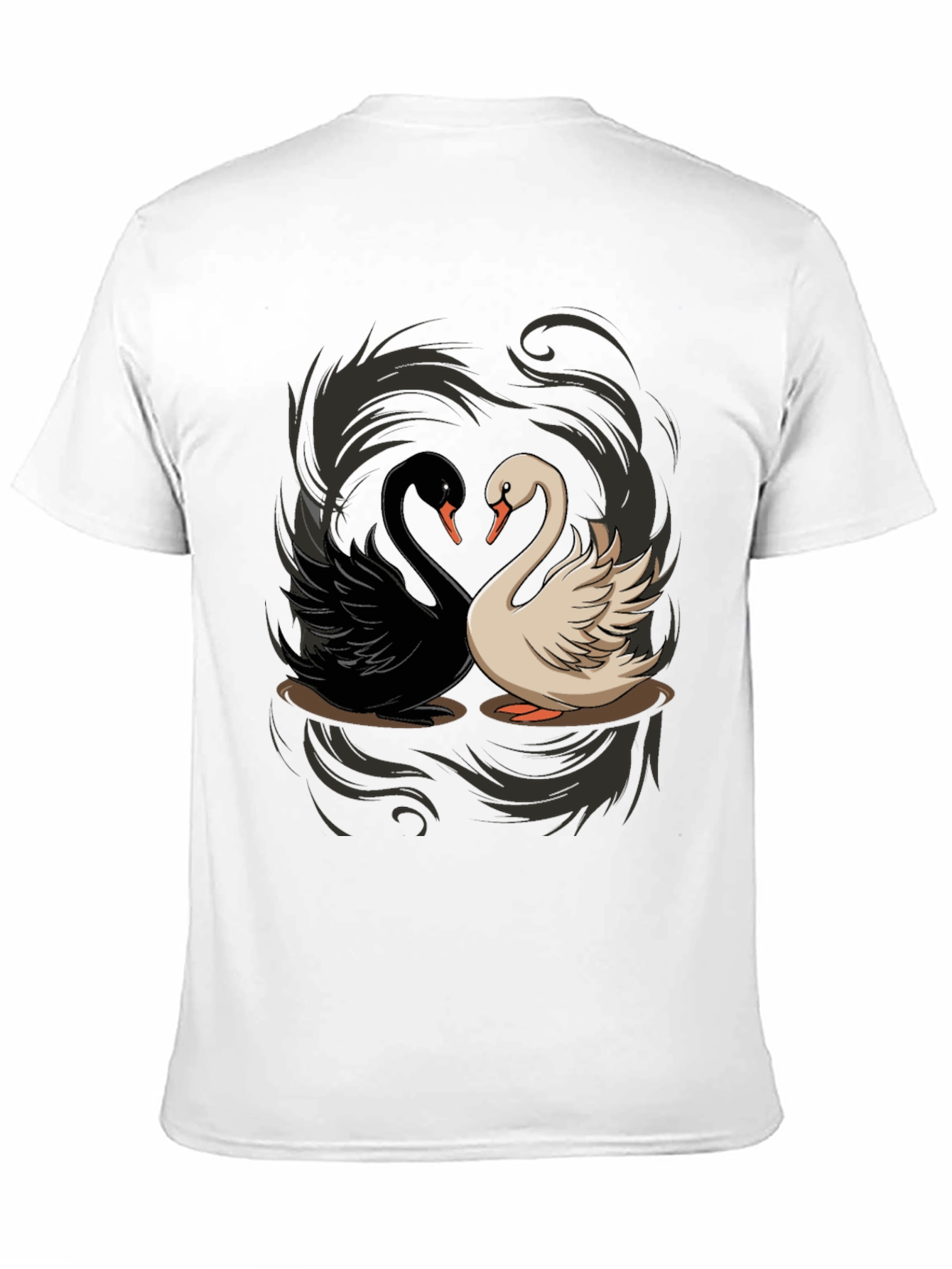 Yin Yang Swans Graphic Tee - Black