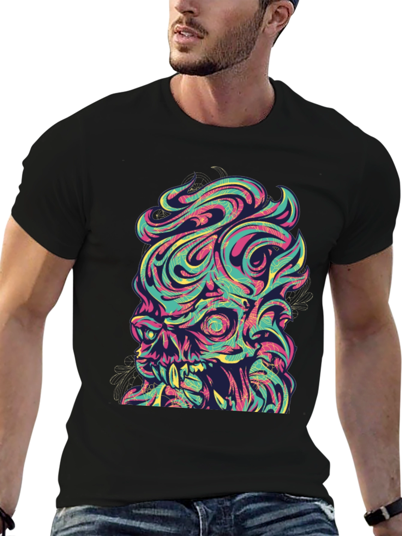 Psychedelic Skull Graphic T-Shirt