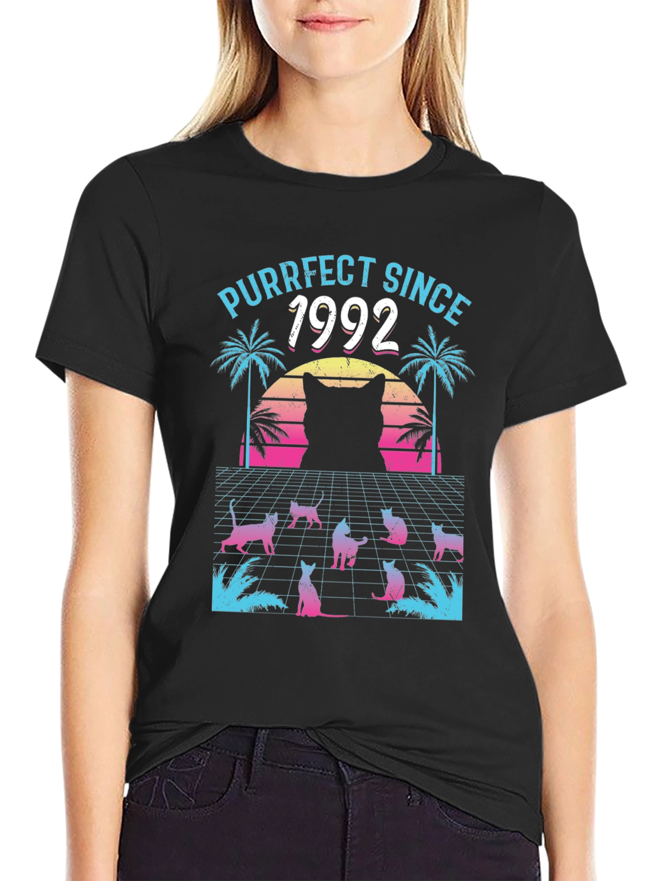 Purrfect Since 1992 Cat T-Shirt Retro