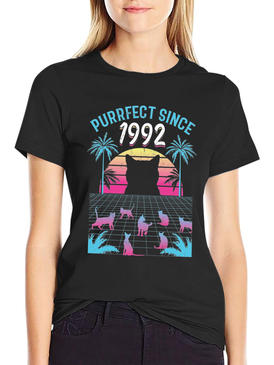 Purrfect Since 1992 Cat T-Shirt Retro