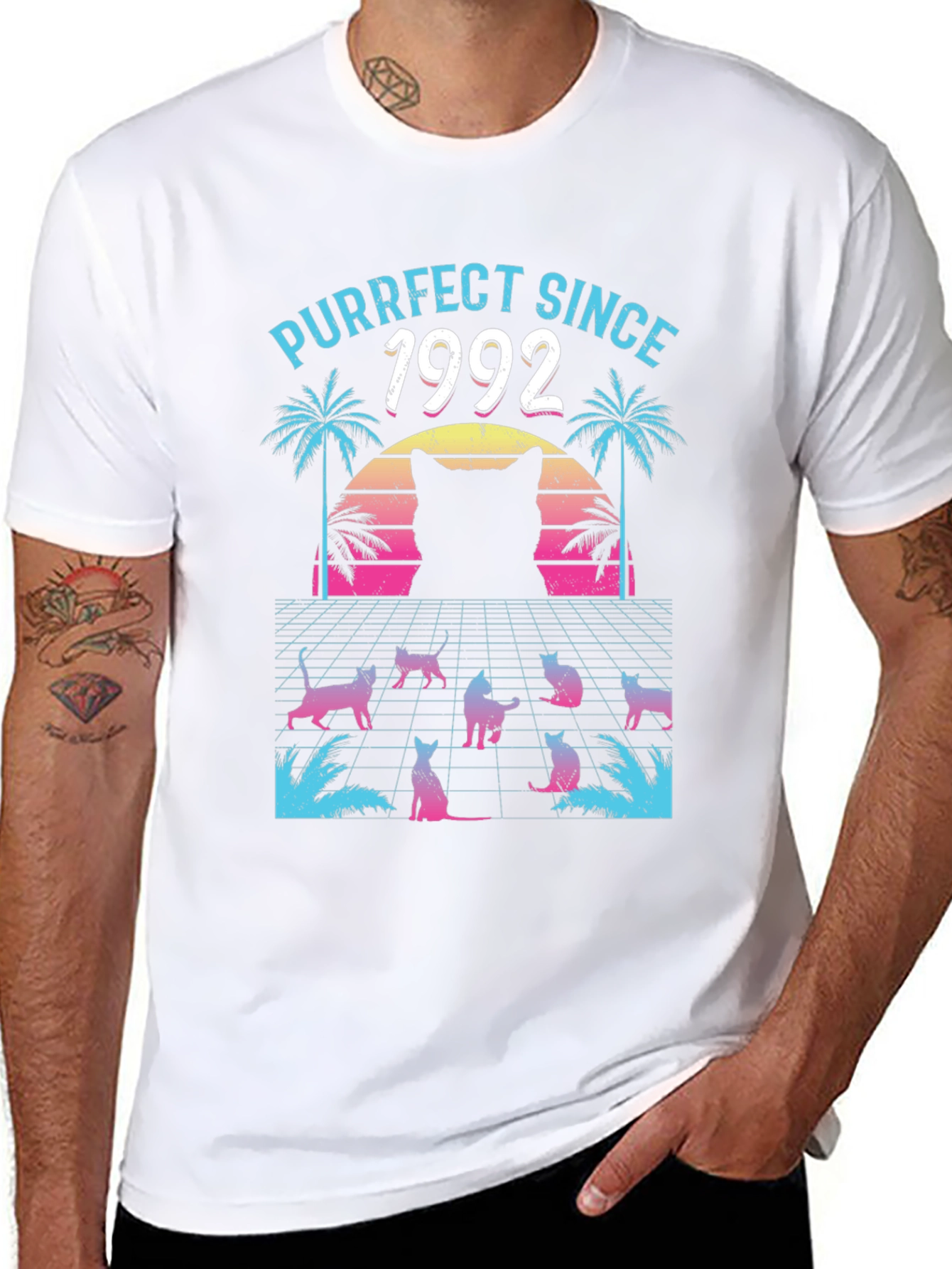 Purrfect Since 1992 Cat T-Shirt Retro