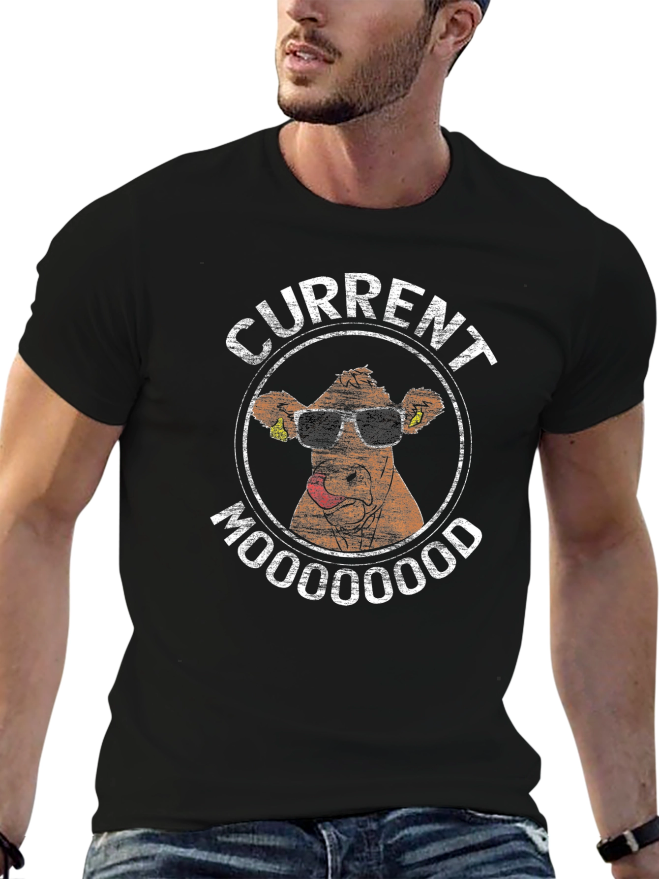 Current Mooood Funny Cow Graphic T-Shirt