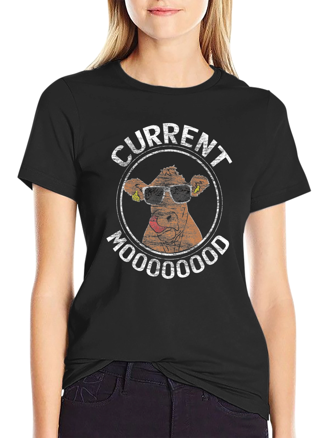 Current Mooood Funny Cow Graphic T-Shirt
