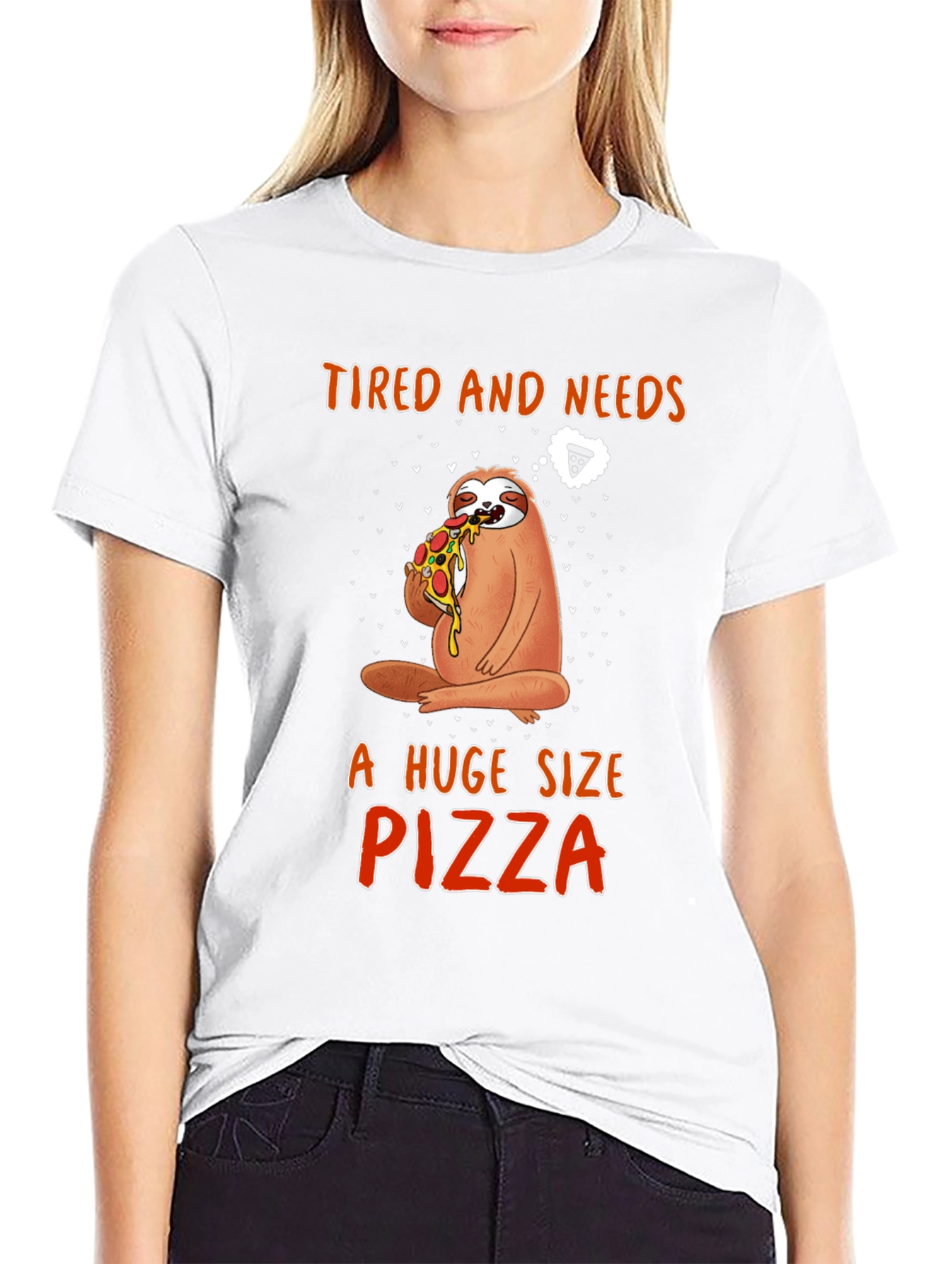 Sloth Pizza T-Shirt - Tired and Needs Pizza
