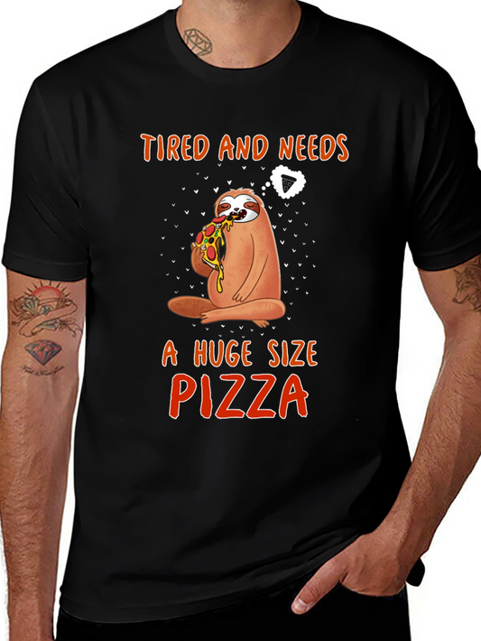Sloth Pizza T-Shirt - Tired and Needs Pizza