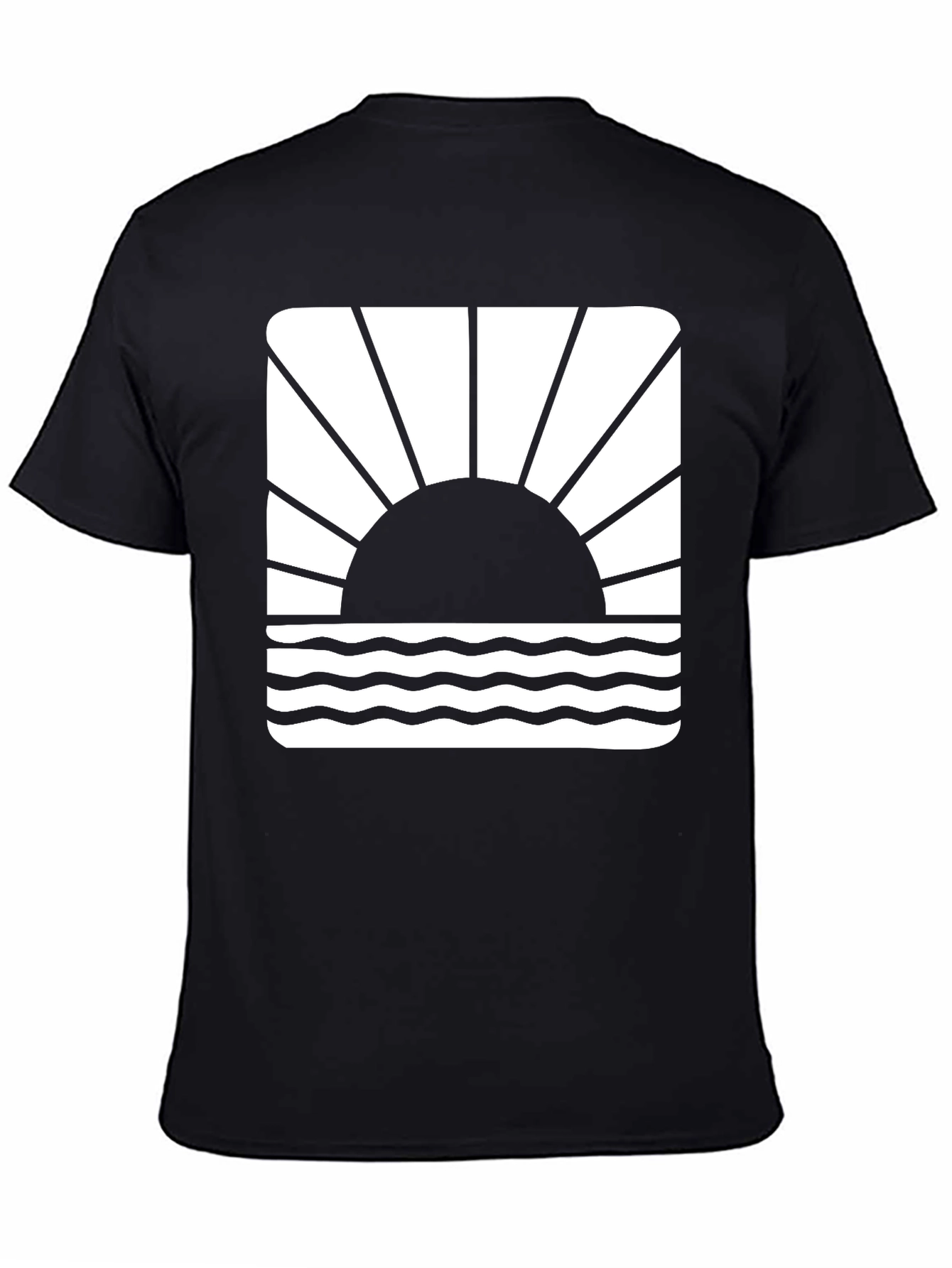 Sunset Waves Graphic Tee - Black Cotton T-Shirt