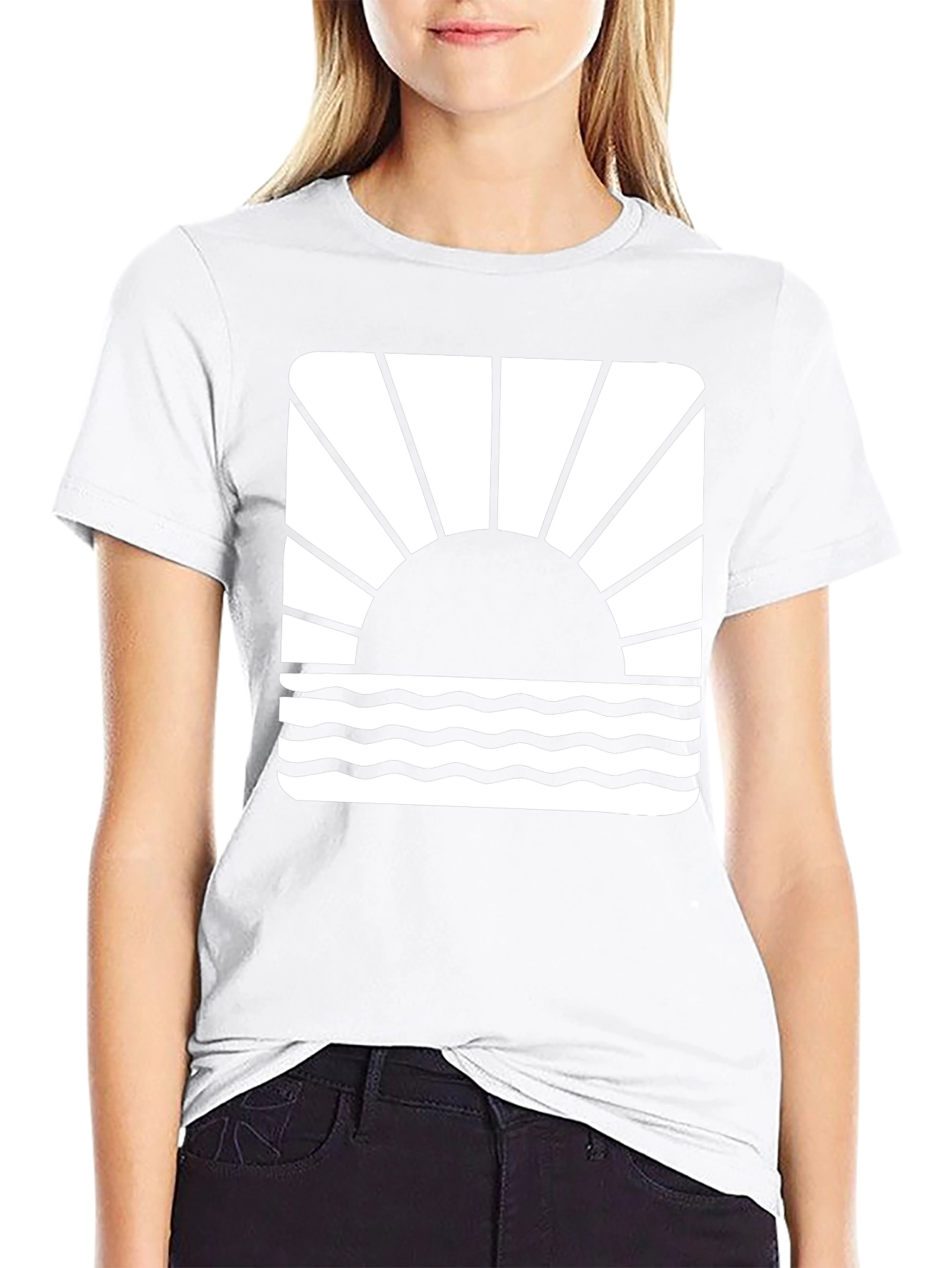 Sunset Waves Graphic Tee - Black Cotton T-Shirt