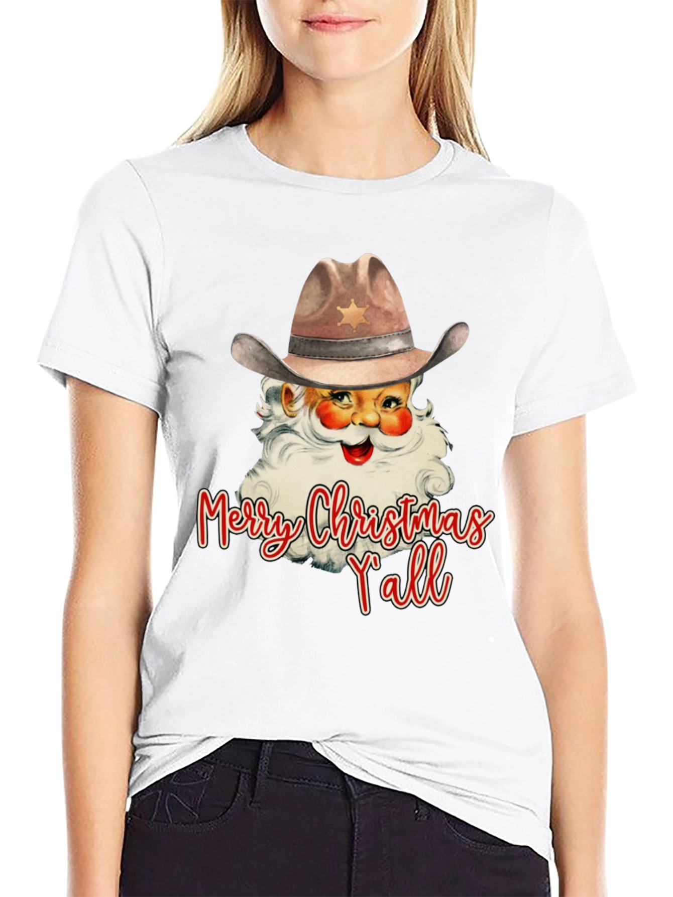 Western Santa Merry Christmas Yall T-Shirt