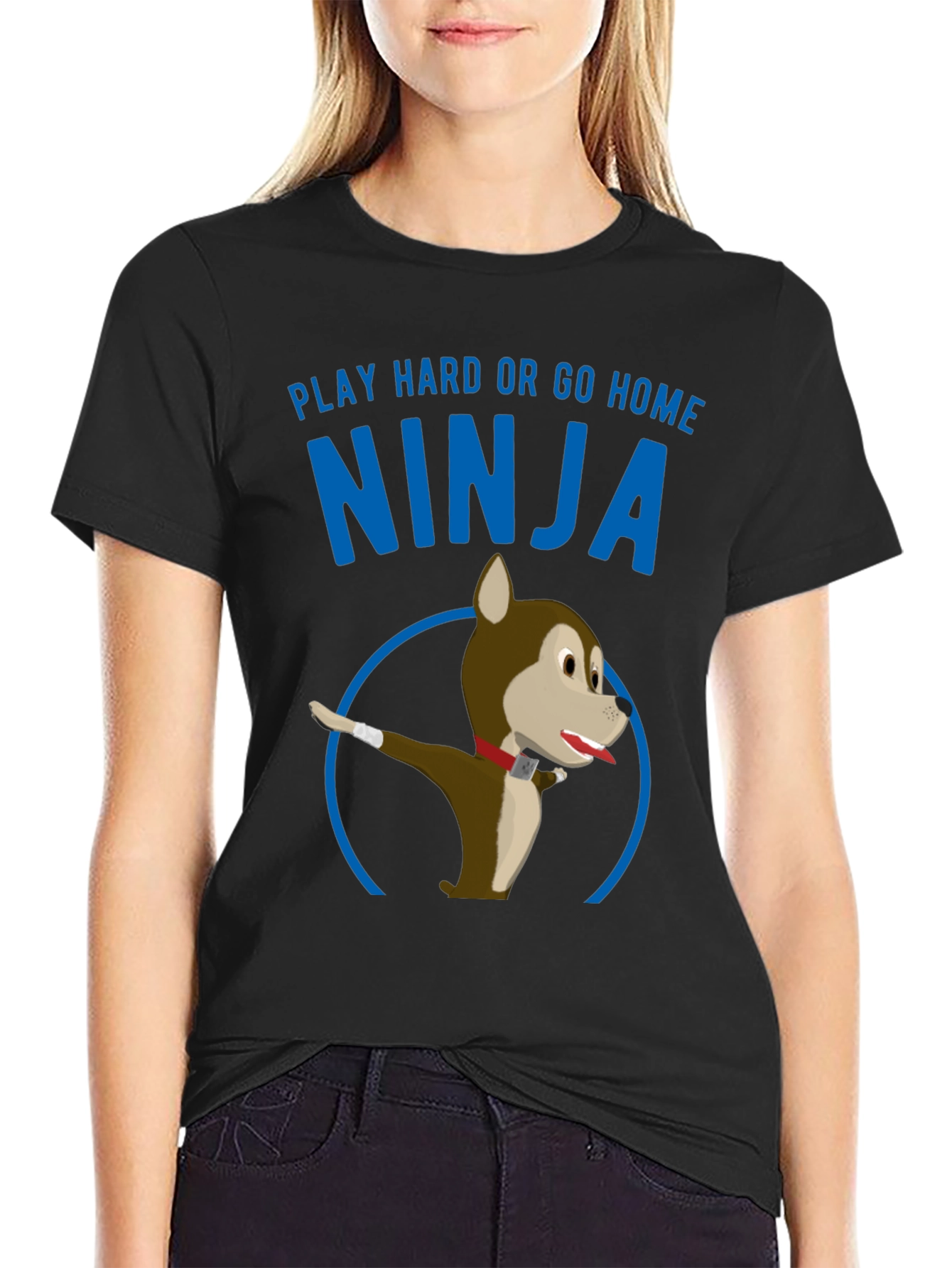 Play Hard Ninja Dog Graphic Tee