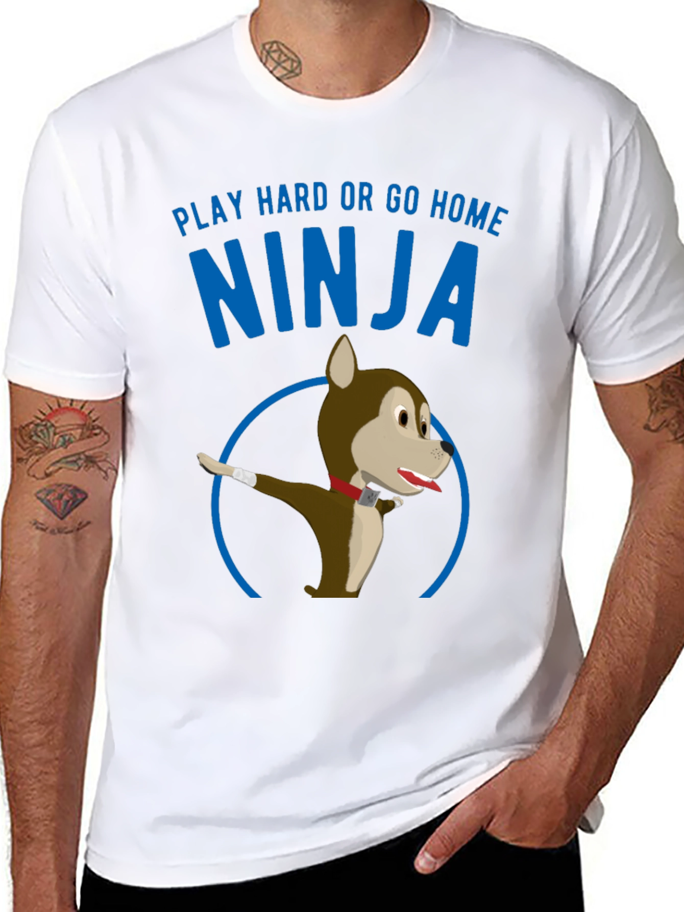 Play Hard Ninja Dog Graphic Tee