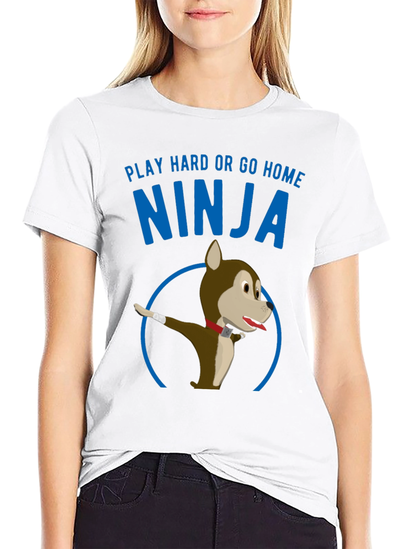 Play Hard Ninja Dog Graphic Tee
