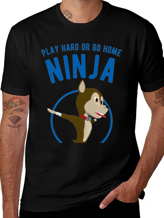 Play Hard Ninja Dog Graphic Tee