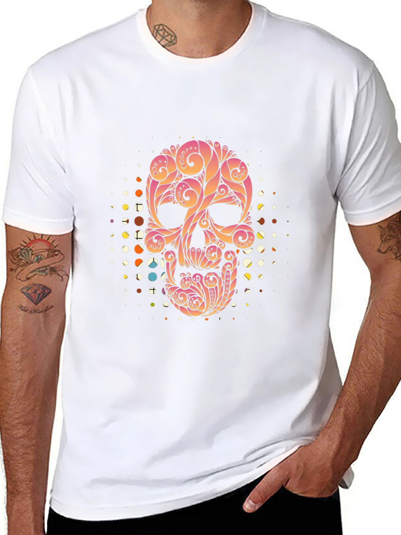 Ornate Skull Graphic Tee - Black